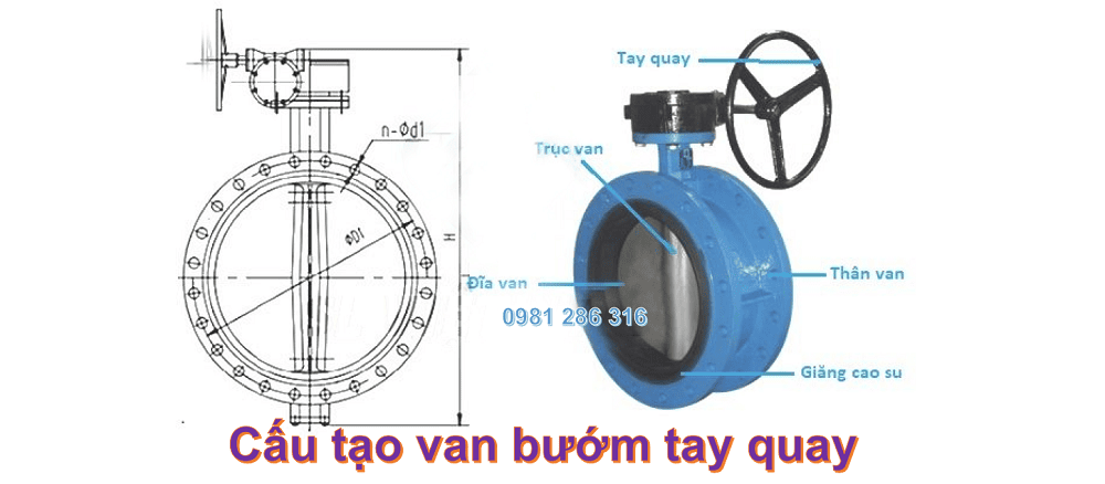 van bướm tay quay mặt bích 2